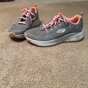 Skechers Women's Gray and Coral Sneakers